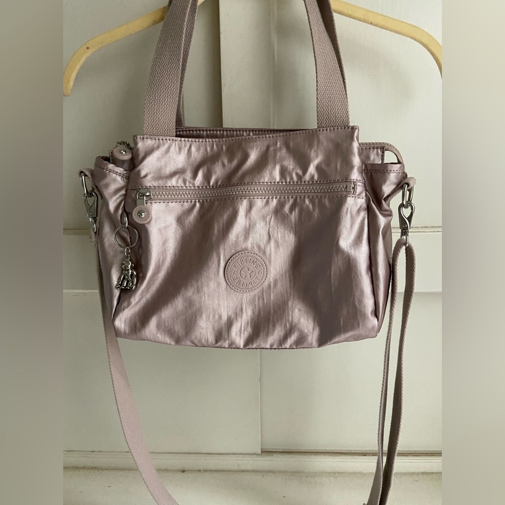 Elysia Rose Gold Metallic Pink Kipling Handbag